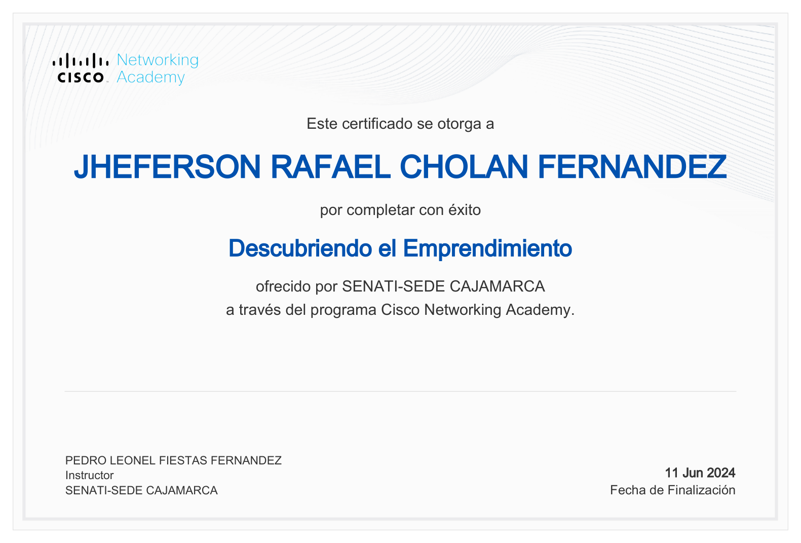 Certificado Discovering Entrepreneurship