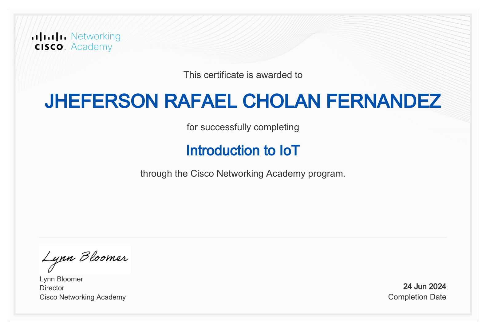Certificado Introduction to IoT