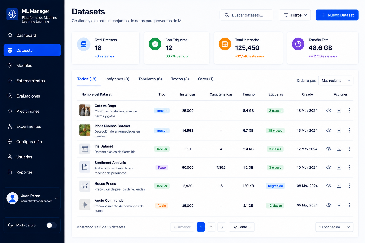 Dataset real del proyecto de Machine Learning